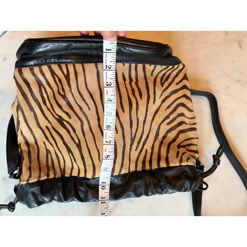 The Elephant Walk Dallas Collectible Zebra Calf Hair Leather Bucket Bag Vintage - Picture 13 of 16